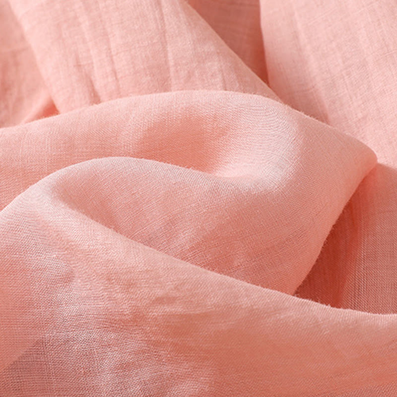 Chemise à manches courtes en coton et lin pour femme, col rond, ornée de fleurs et de Buddha Stones - image 19