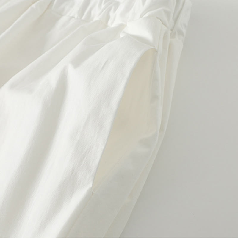 Pantalon en coton et lin pour femme avec poches, motif Buddha Stones, ourlet à volants, couleur pure - image 3