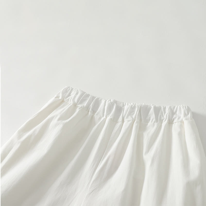 Pantalon en coton et lin pour femme avec poches, motif Buddha Stones, ourlet à volants, couleur pure - image 1