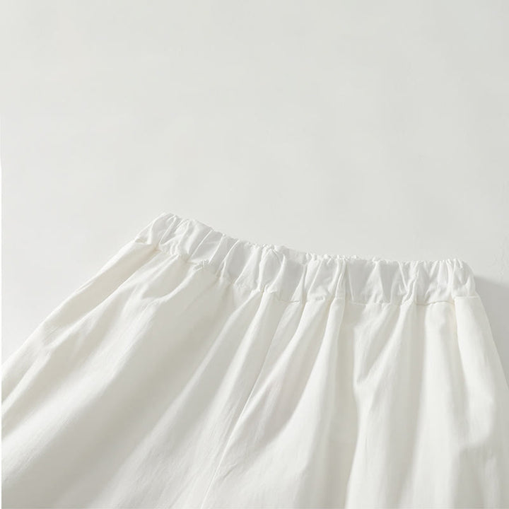 Pantalon en coton et lin pour femme avec poches, motif Buddha Stones, ourlet à volants, couleur pure - image 1