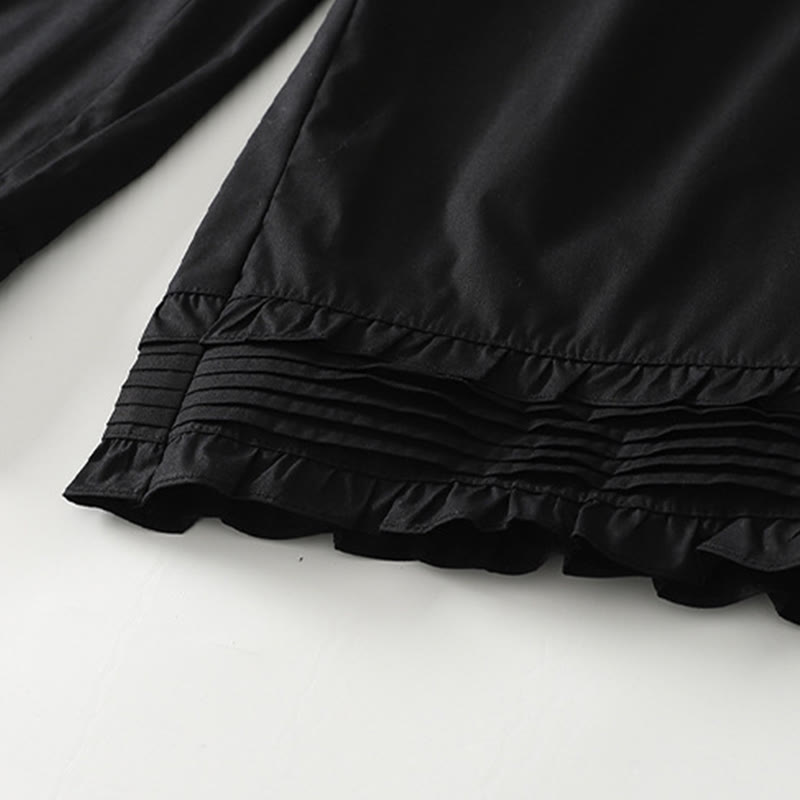 Pantalon en coton et lin pour femme avec poches, motif Buddha Stones, ourlet à volants, couleur pure - image 12