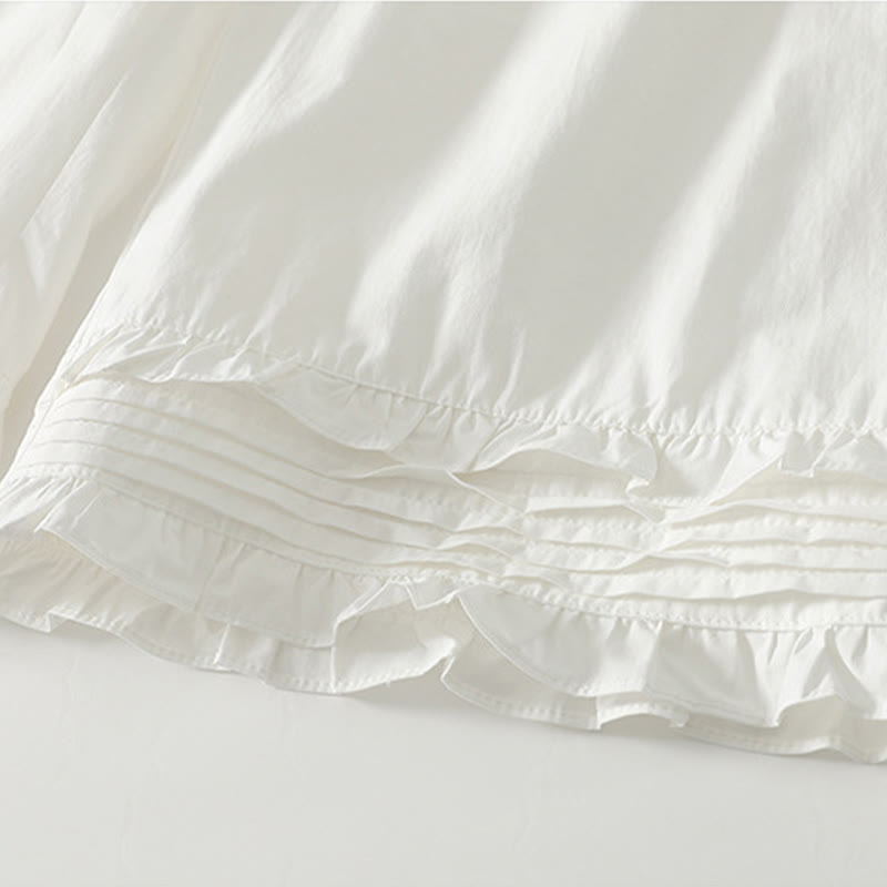 Pantalon en coton et lin pour femme avec poches, motif Buddha Stones, ourlet à volants, couleur pure - image 6