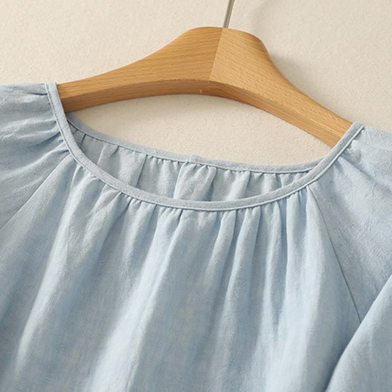 T-shirt d'été décontracté à manches courtes et col rond en coton pour femme Motif Buddha Stones - image 1