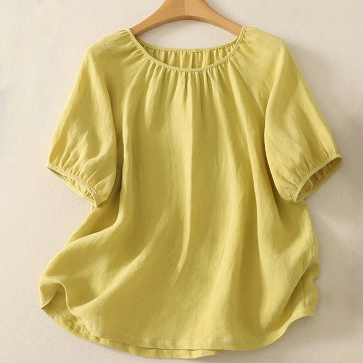 T-shirt d'été décontracté à manches courtes et col rond en coton pour femme Motif Buddha Stones