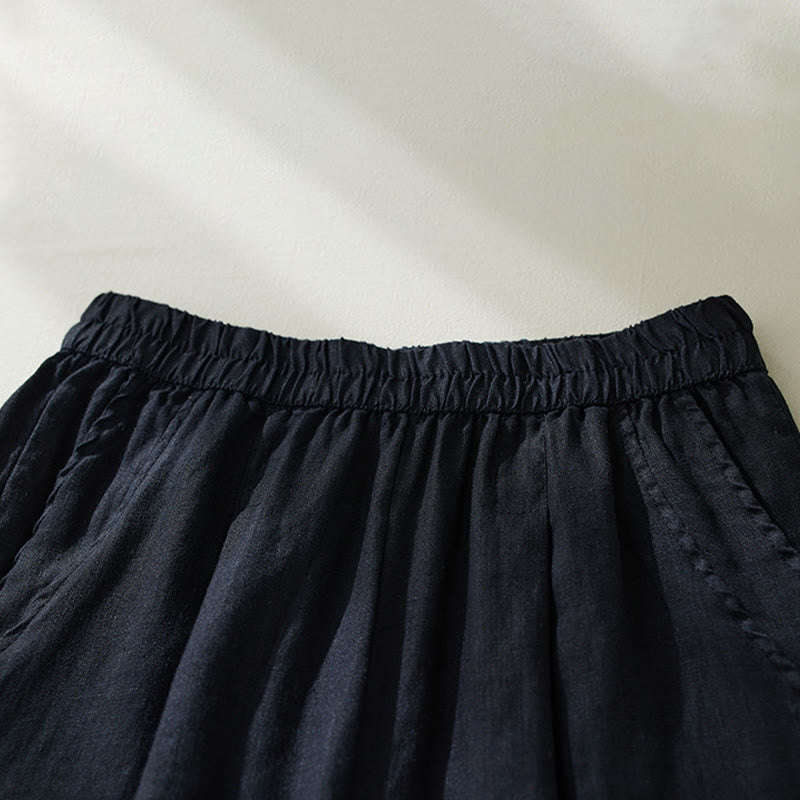 Pantalon harem taille haute pour femme, couleur unie, avec poches, Buddha Stones Commute - image 17
