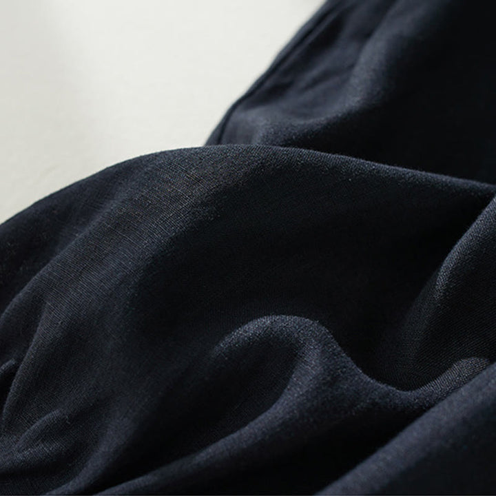 Pantalon court sarouel taille haute en coton et lin pour femme, couleur pure, avec poches, motif Buddha Stones Commute - image 20