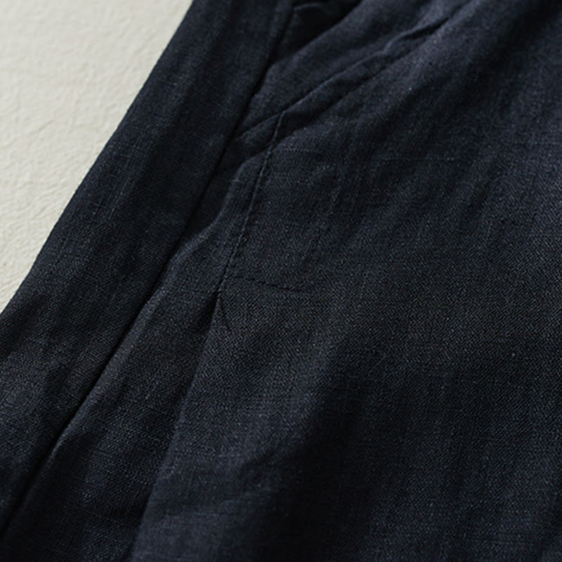 Pantalon court sarouel taille haute en coton et lin pour femme, couleur pure, avec poches, motif Buddha Stones Commute - image 19