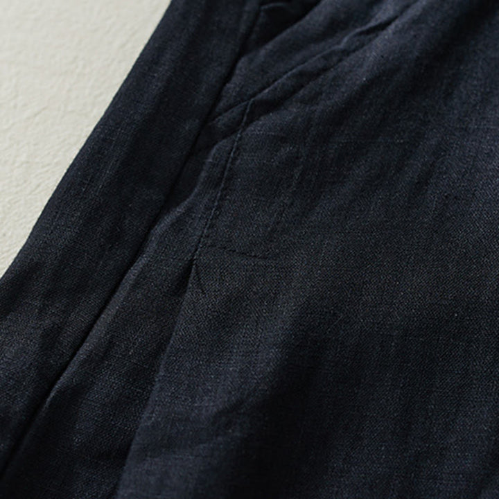 Pantalon court sarouel taille haute en coton et lin pour femme, couleur pure, avec poches, motif Buddha Stones Commute - image 19