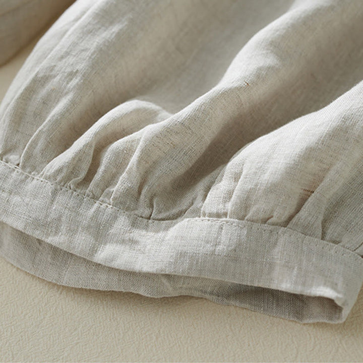 Pantalon court sarouel taille haute en coton et lin pour femme, couleur pure, avec poches, motif Buddha Stones Commute - image 14