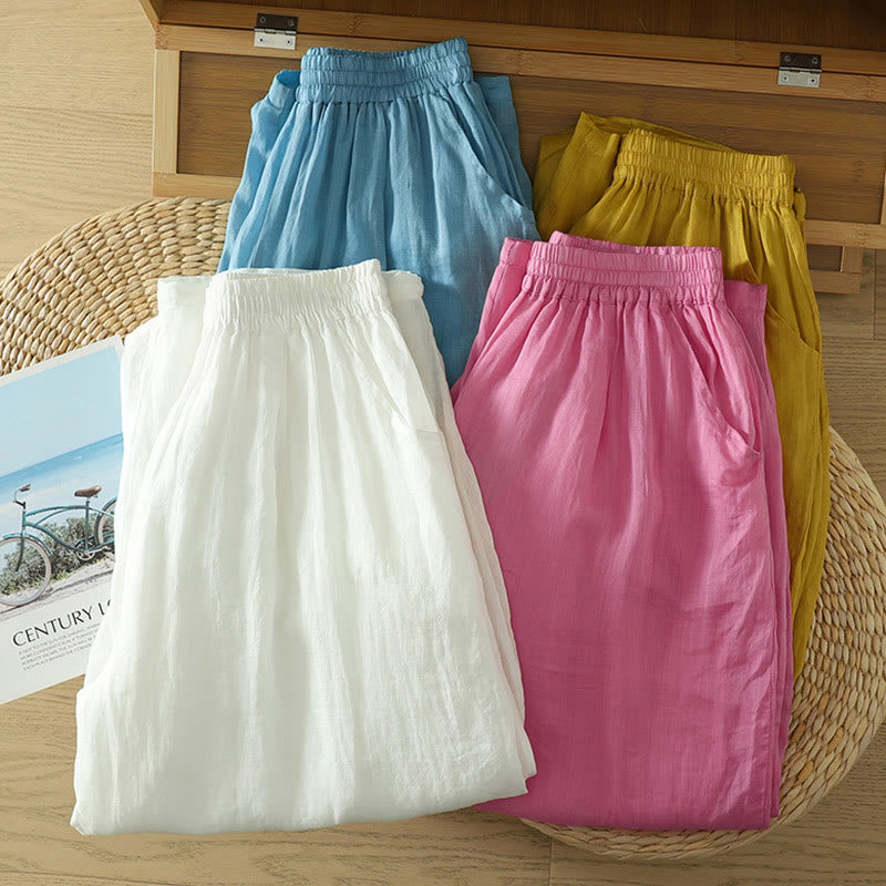 Pantalon harem pour femme, longueur cheville, avec poches, couleur pure et design simple, de la Buddha Stones Commute - image 25