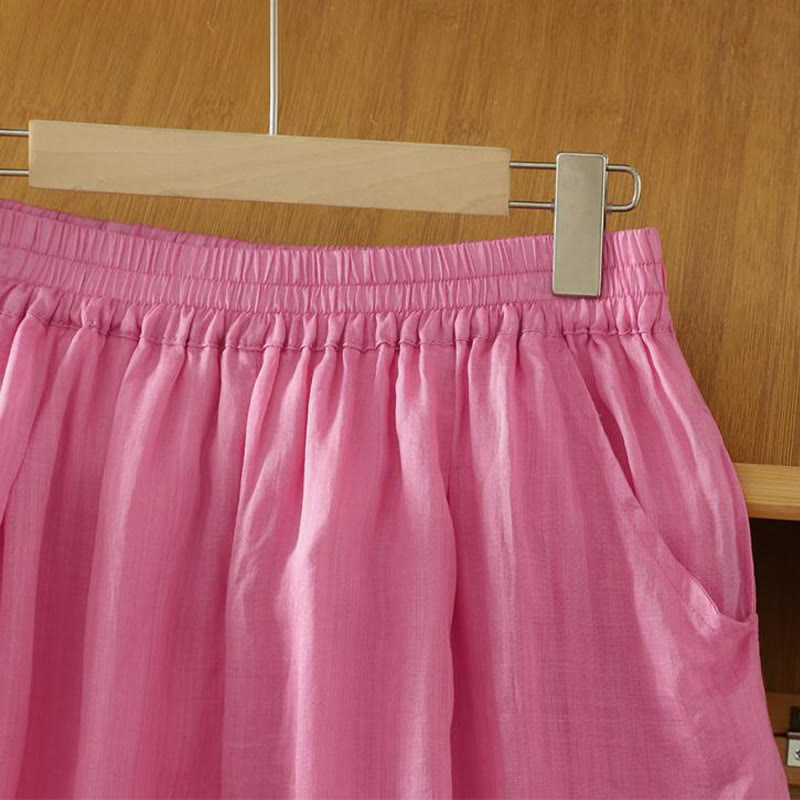 Pantalon harem pour femme, longueur cheville, avec poches, couleur pure et design simple, de la Buddha Stones Commute - image 17