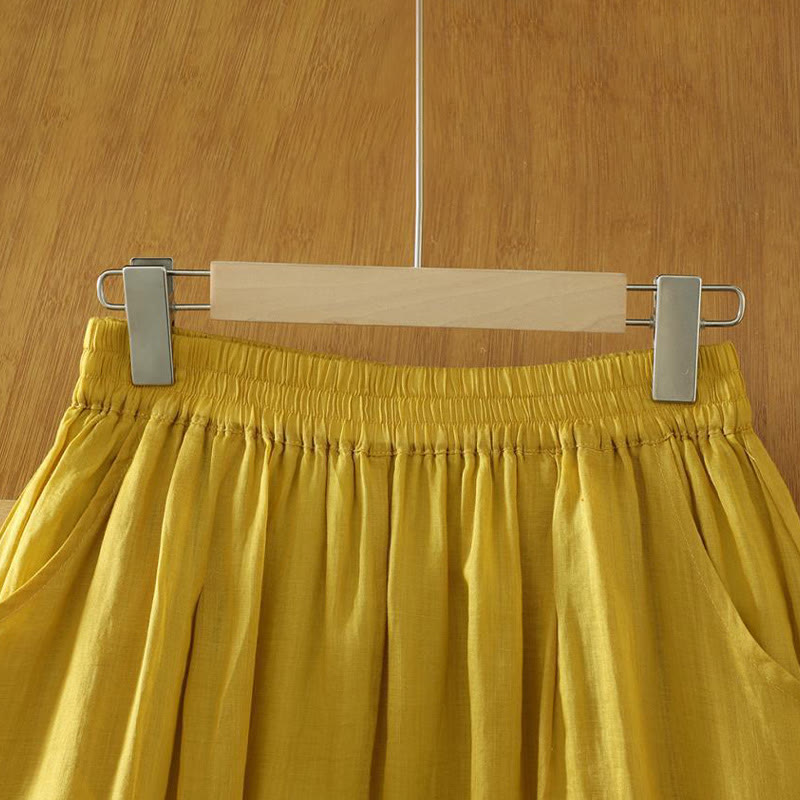 Pantalon harem pour femme, longueur cheville, avec poches, couleur pure et design simple, de la Buddha Stones Commute - image 1