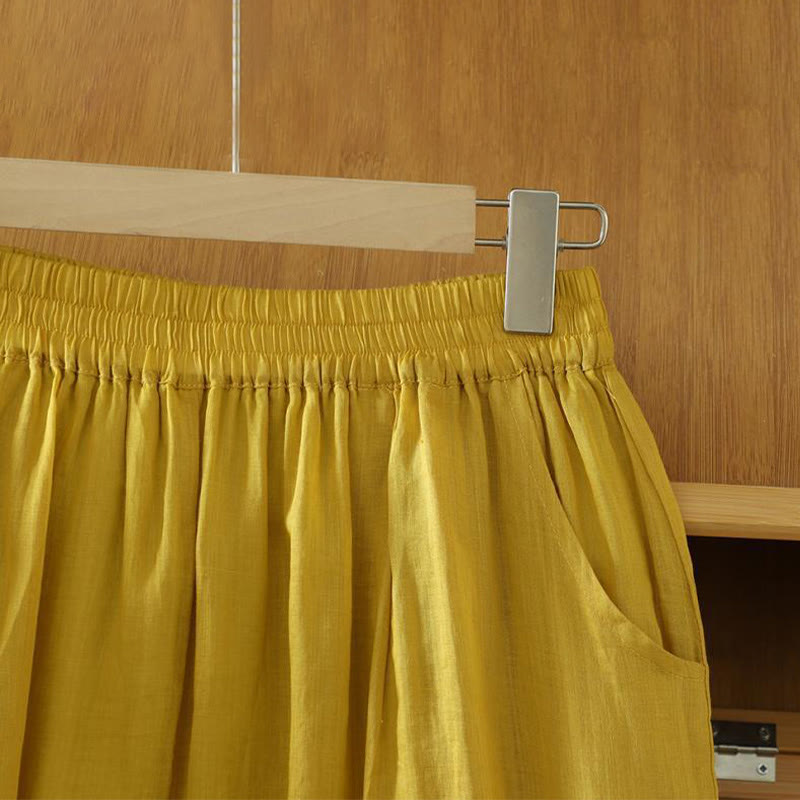 Pantalon harem pour femme, longueur cheville, avec poches, couleur pure et design simple, de la Buddha Stones Commute - image 2