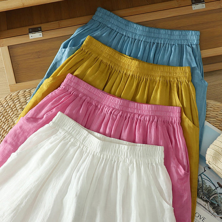 Pantalon sarouel en coton et lin pour femme, longueur cheville, avec poches, motif Buddha Stones , couleur pure, design simple - image 26