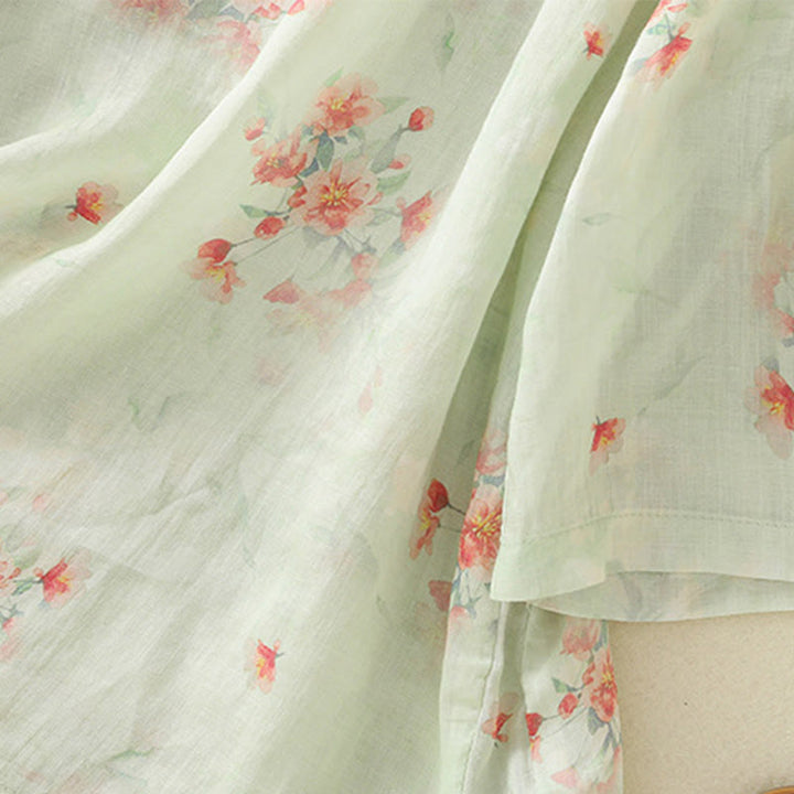 Chemise à manches trois-quarts en polyester pour femme, col ras du cou, imprimé plantes et Buddha Stones , motif grenouille - image 22