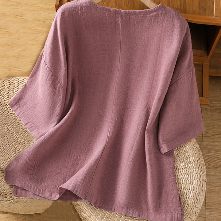 T-shirt d'été décontracté à manches courtes et col rond pour femme, en coton, motif Buddha Stones
