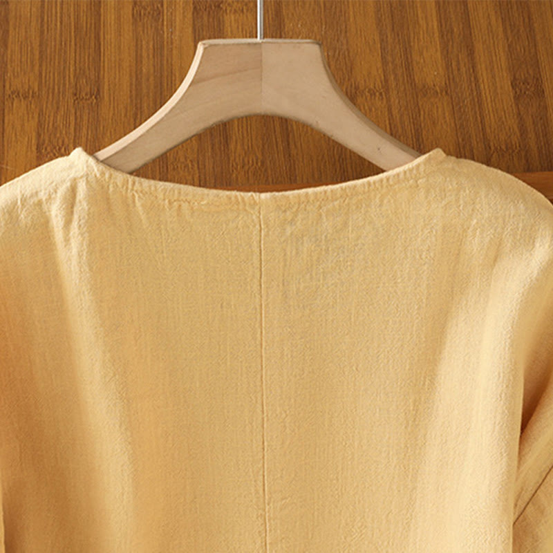 T-shirt d'été décontracté à manches courtes et col rond pour femme, en coton, motif Buddha Stones