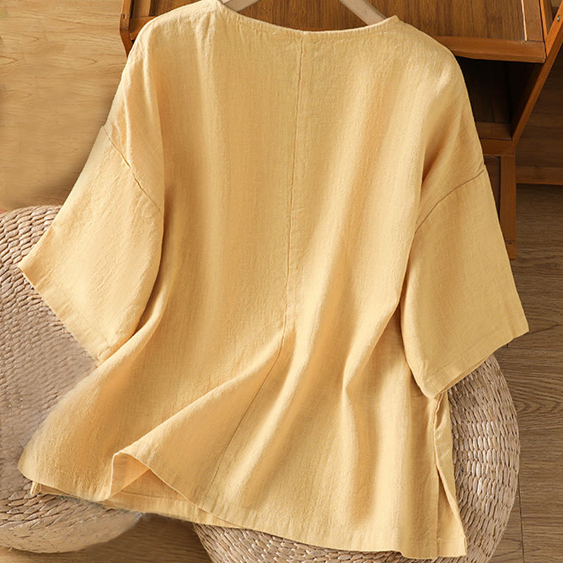 T-shirt d'été décontracté à manches courtes et col rond pour femme, en coton, motif Buddha Stones