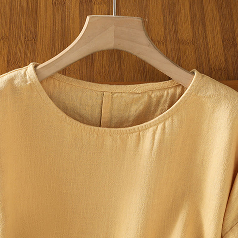 T-shirt d'été décontracté à manches courtes et col rond pour femme, en coton, motif Buddha Stones