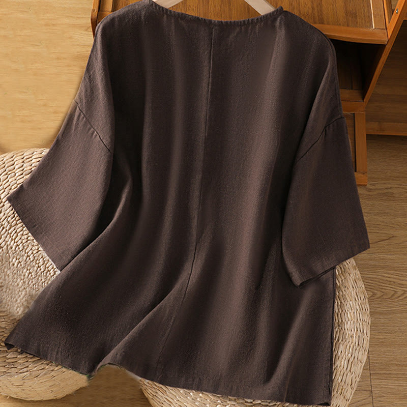 T-shirt d'été décontracté à manches courtes et col rond pour femme, en coton, motif Buddha Stones