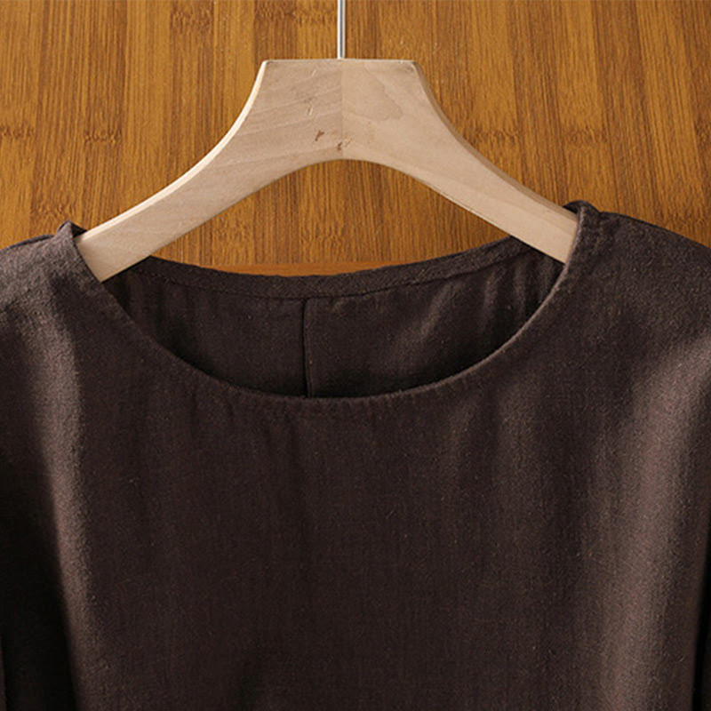 T-shirt d'été décontracté à manches courtes et col rond pour femme, en coton, motif Buddha Stones