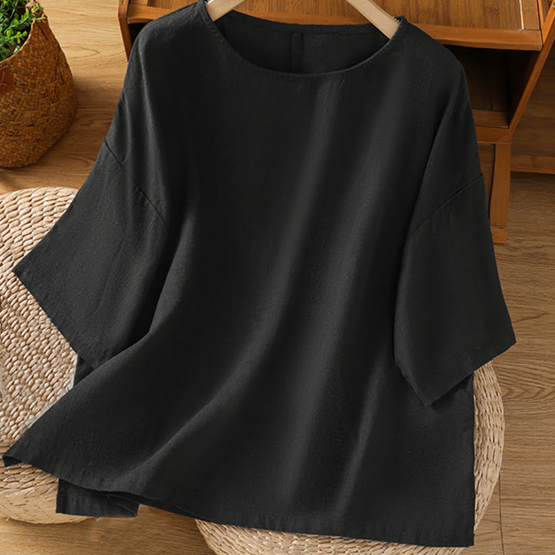T-shirt d'été décontracté à manches courtes et col rond pour femme, en coton, motif Buddha Stones