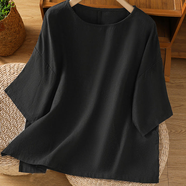 T-shirt d'été décontracté à manches courtes et col rond pour femme, en coton, motif Buddha Stones - Noir - US14，UK/AU18，EU46 (2XL) - image 20