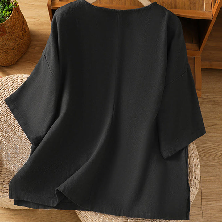 T-shirt d'été décontracté à manches courtes et col rond pour femme, en coton, motif Buddha Stones
