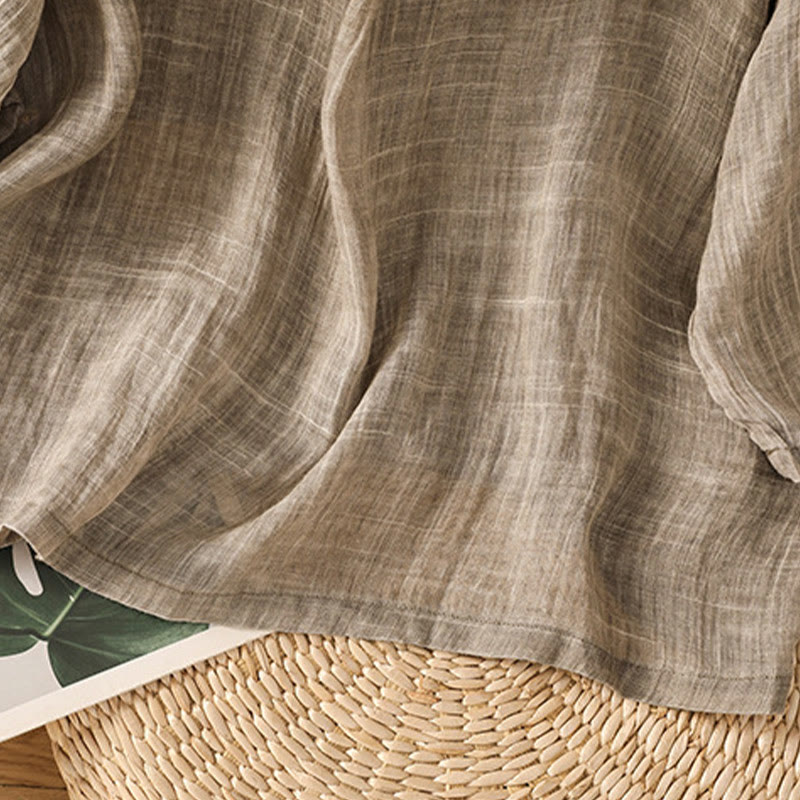 T-shirt décontracté d'été à col rond en coton et lin pour femme, motif Buddha Stones, manches trois-quarts - image 22