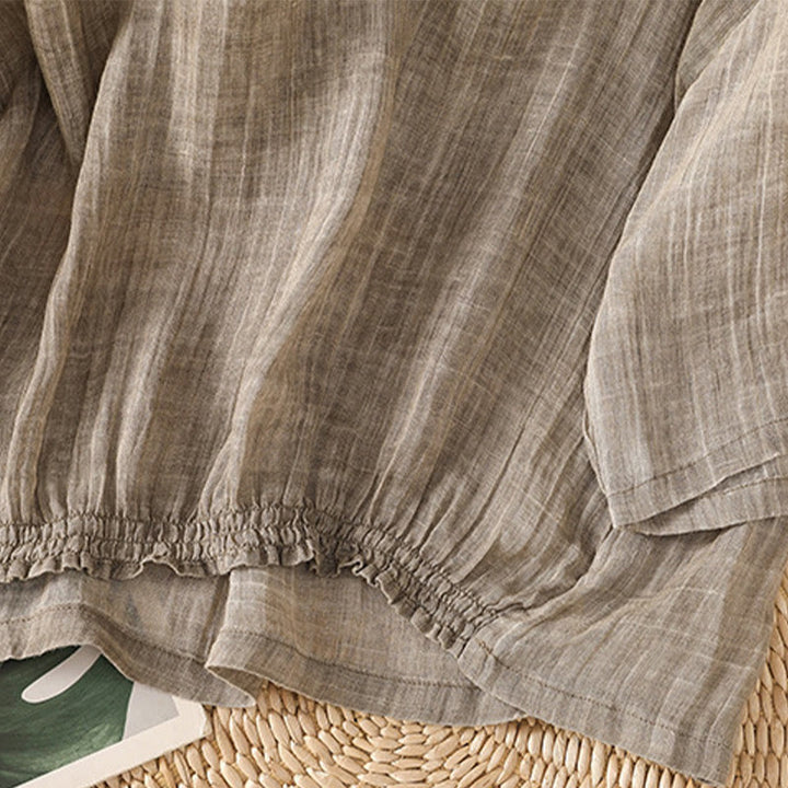 T-shirt décontracté d'été à col rond en coton et lin pour femme, motif Buddha Stones, manches trois-quarts - image 21