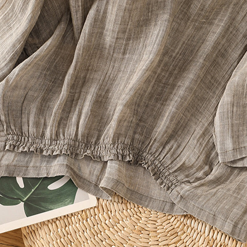 T-shirt décontracté d'été à col rond en coton et lin pour femme, motif Buddha Stones, manches trois-quarts - image 23