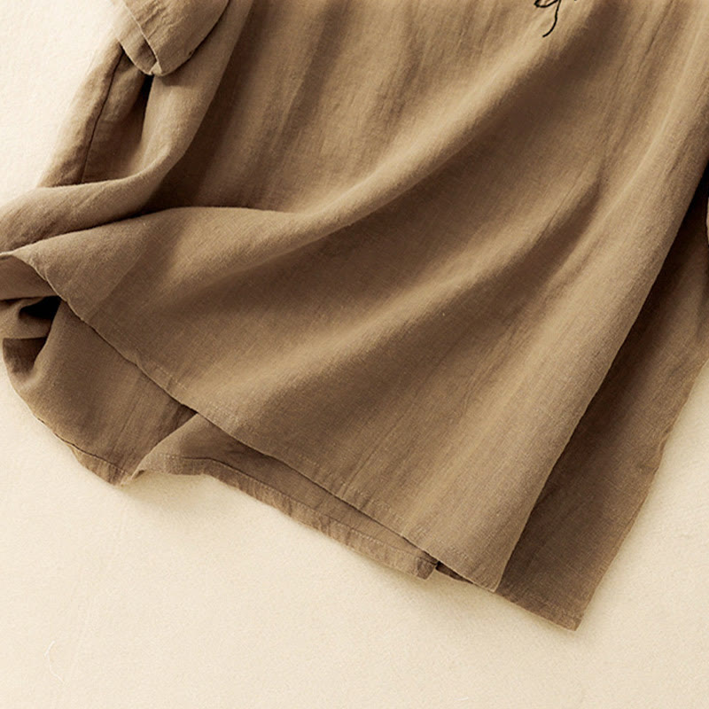 T-shirt d'été décontracté à manches courtes et col rond brodé Buddha Stones pour femme - image 3