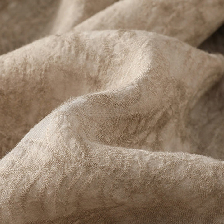 Robe mi-longue décontractée en coton et polyester, style Buddha Stones , couleur unie, col ras du cou, cordon de serrage, manches mi-longues