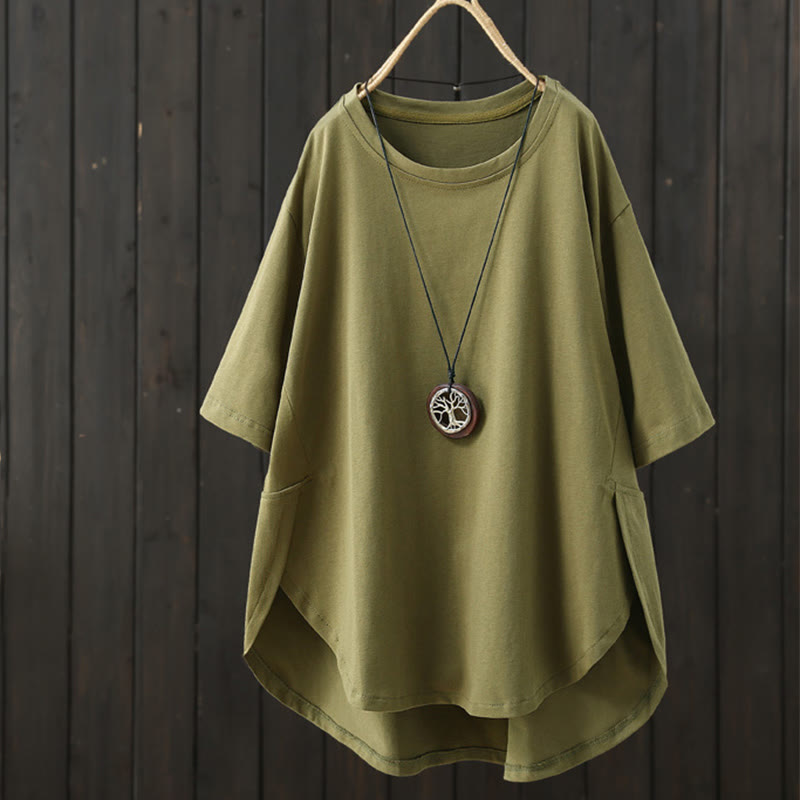 T-shirt à manches courtes pour femme, coupe ample et décontractée, col rond, Buddha Stones - Olive - US14，UK/AU18，EU46 (2XL) - image 0