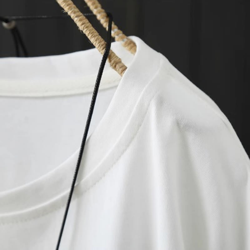 T-shirt décontracté à manches courtes et col rond pour femme, imprimé Buddha Stones , en coton, ample et uni, pour l'été - image 9