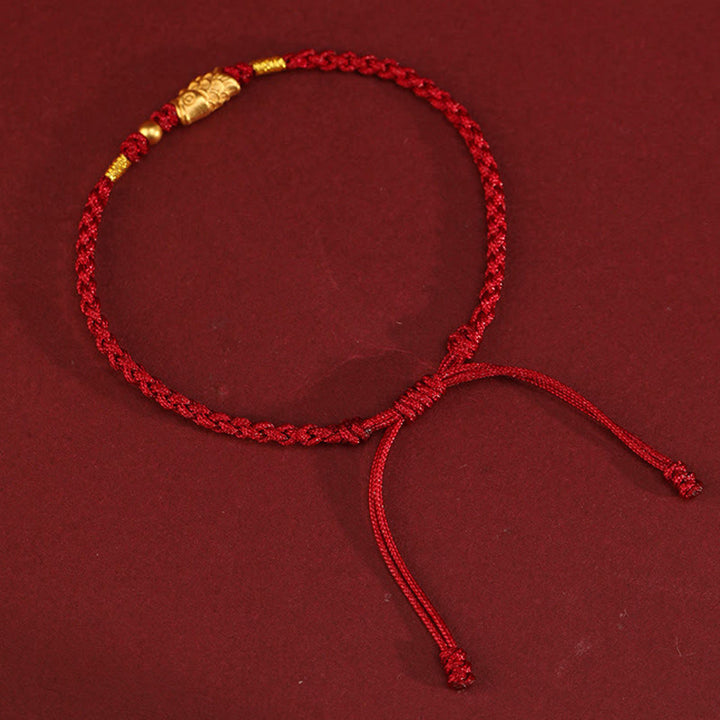 Bracelet tressé fait main en or 999 avec Buddha Stones et protection contre la chance, motif poisson koï