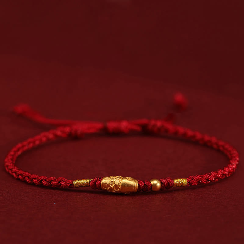 Bracelet tressé fait main en or 999 avec Buddha Stones et protection contre la chance, motif poisson koï