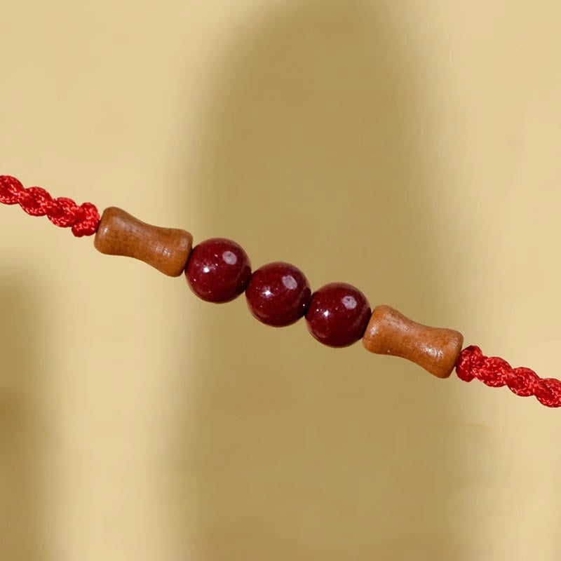 Bracelet de bénédiction en perles de cinabre et bois de pêcher, Buddha Stones