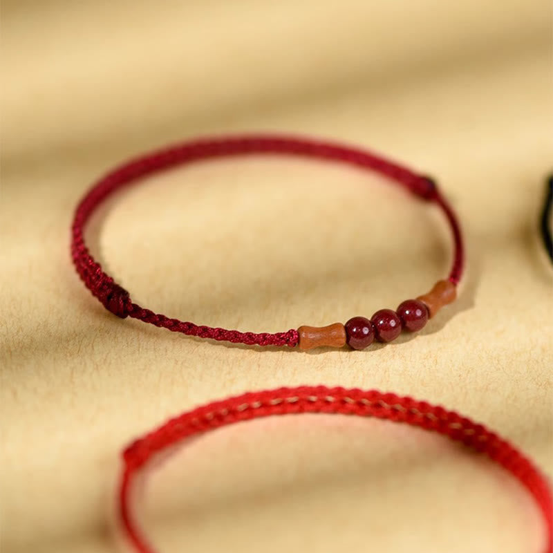 Bracelet de bénédiction en perles de cinabre et bois de pêcher, Buddha Stones