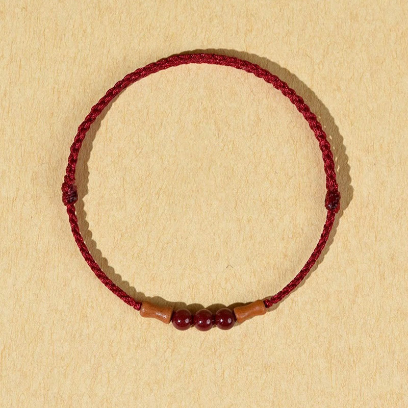 Bracelet de bénédiction en perles de cinabre et bois de pêcher, Buddha Stones