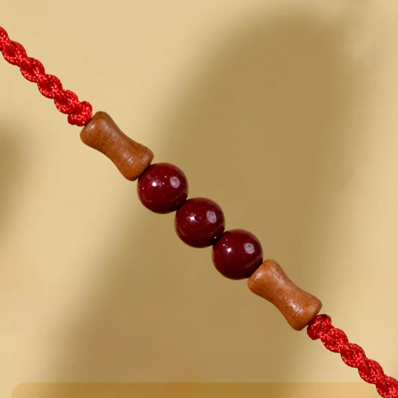 Bracelet de bénédiction en perles de cinabre et bois de pêcher, Buddha Stones