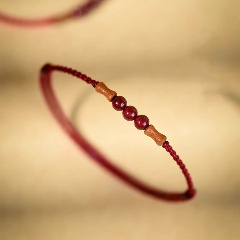 Bracelet de bénédiction en perles de cinabre et bois de pêcher, Buddha Stones