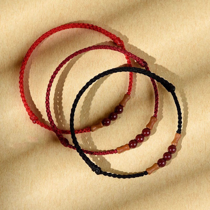 Bracelet de bénédiction en perles de cinabre et bois de pêcher, Buddha Stones