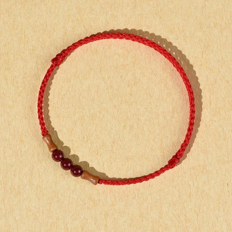 Bracelet de bénédiction en perles de cinabre et bois de pêcher, Buddha Stones