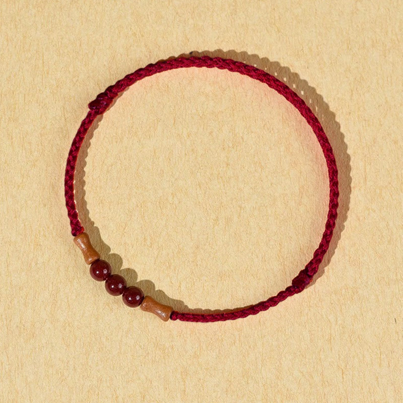 Bracelet de bénédiction en perles de cinabre et bois de pêcher, Buddha Stones