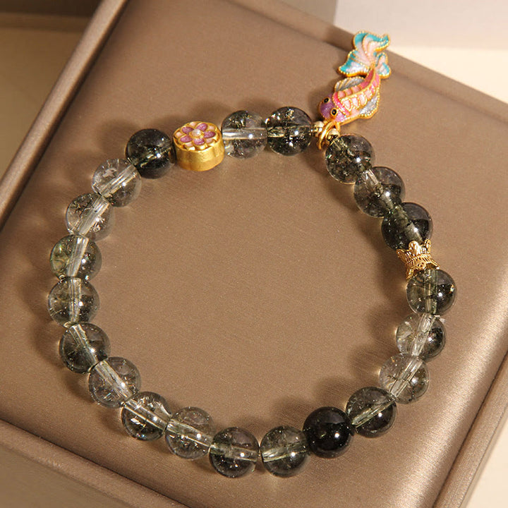 Bracelet porte-bonheur en forme de poisson koï fantôme vert Buddha Stones