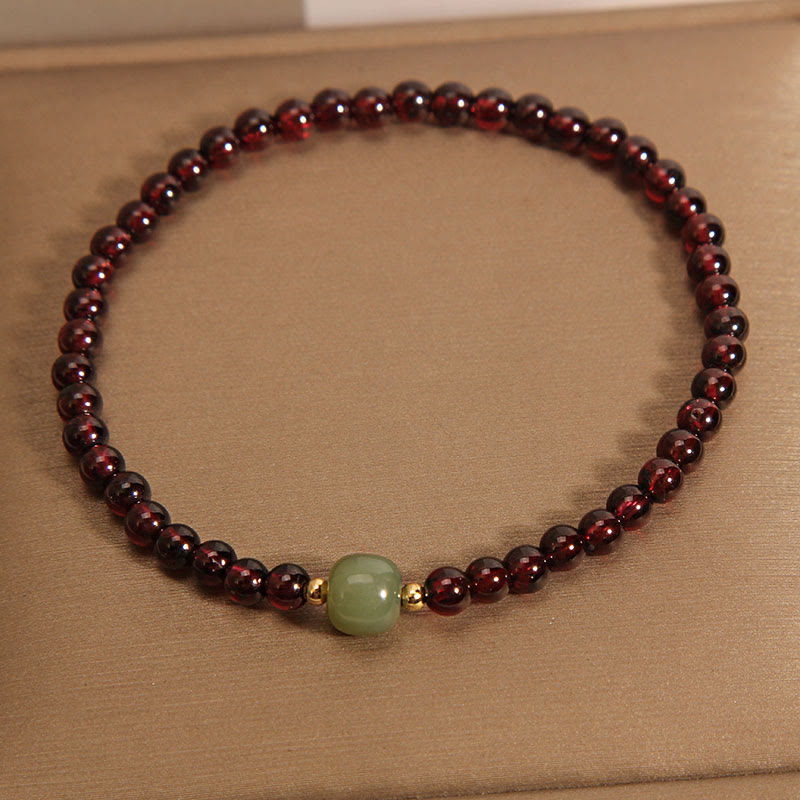 Bracelet de stabilité en perles de jade Hetian ultra-fines en grenat naturel de 3 mm de Buddha Stones