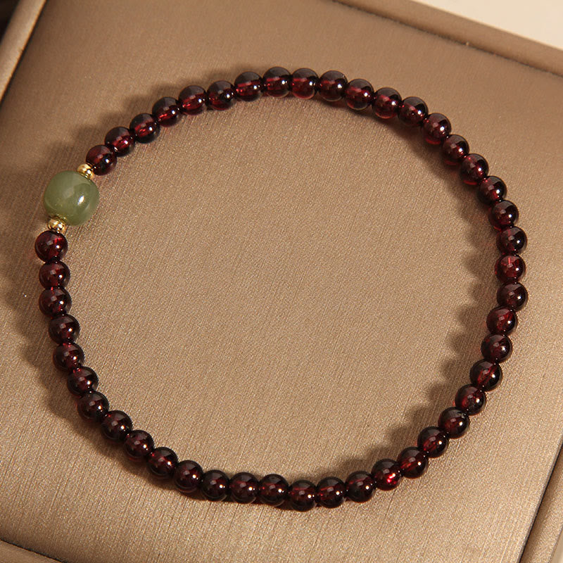 Bracelet de stabilité en perles de jade Hetian ultra-fines en grenat naturel de 3 mm de Buddha Stones