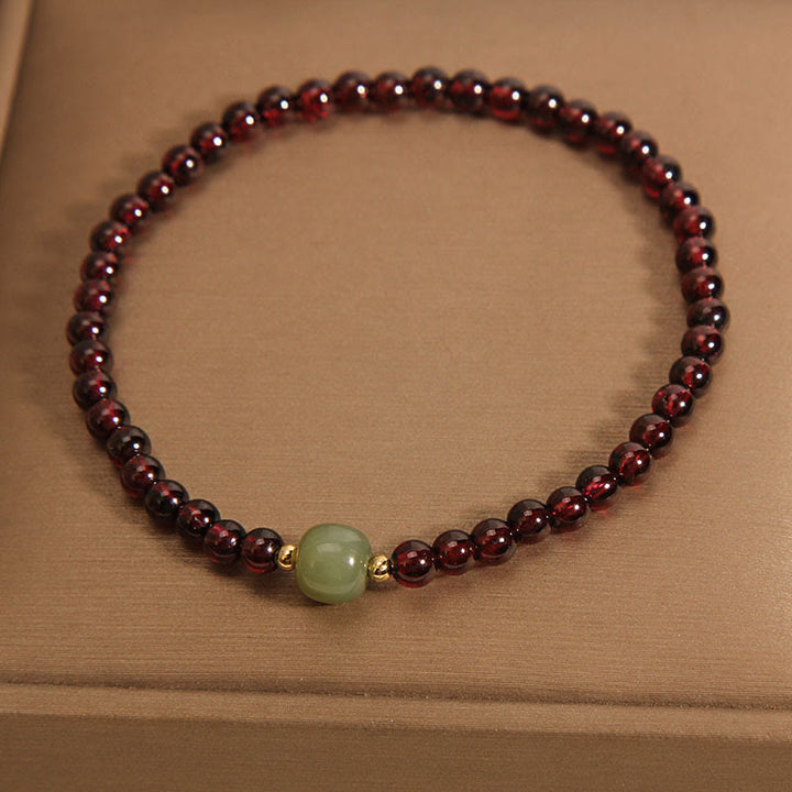 Bracelet de stabilité en perles de jade Hetian ultra-fines en grenat naturel de 3 mm de Buddha Stones