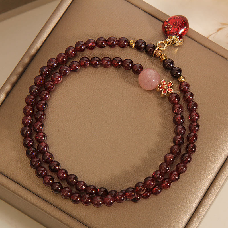 Bracelet de protection en Buddha Stones de grenat rose ultra-fines naturelles de 3 mm, en forme de clochette, pour sac d'argent